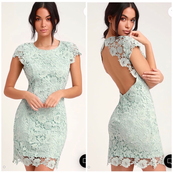 Lulus Dresses & Skirts - NWT LULUS Romance Language Sage Green Backless Lace Dress Size M